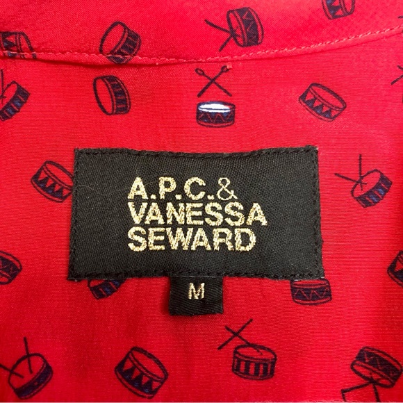 APC x Vanessa Seward Silk Blouse Frilly Collar Button Down Shirt Blouse size M - Picture 8 of 10